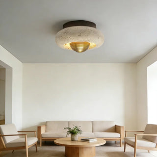 Celako™ Ochreia Ceiling Light | Yellow Travertine Bedroom Lighting