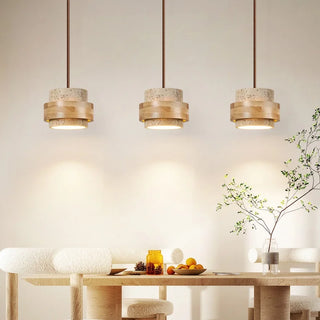 Celako™ Orovine Pendant Light | Yellow Travertine Japanese Wabi Sabi Style