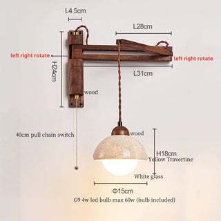 Celako™ Pietroso Wall Light | Wood Stone Contemporary Bedroom Lighting
