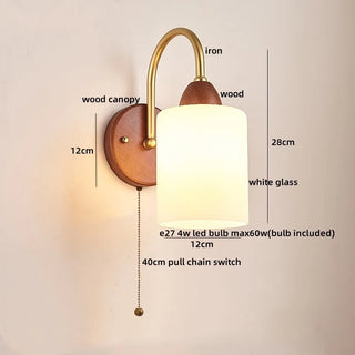 Celako™ Opaloak Wall Light | Wood Glass Modern Bedroom Lighting