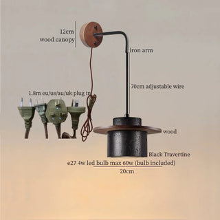 Celako™ Neroite Wall Light | Black Travertine Living Room Lighting