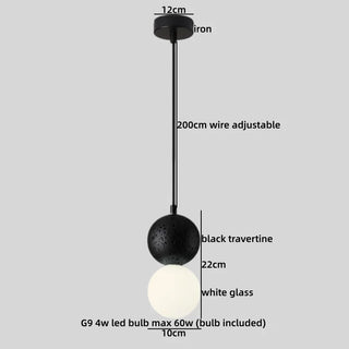 Celako™ Lunite Pendant Light | Black Travertine Kitchen Island Lighting