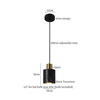 Celako™ Trivora Pendant Light | Black Travertine Bedroom Lighting
